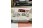 定制9K白金14mm珍珠莫桑钻耳钉AG真